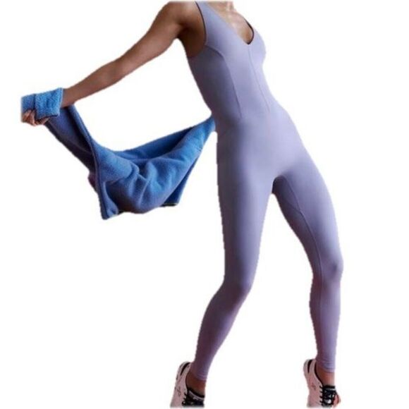 Free People Movement Strappy Back Never Better One-Piece Jumpsuit M Lavender - Picture 1 of 5